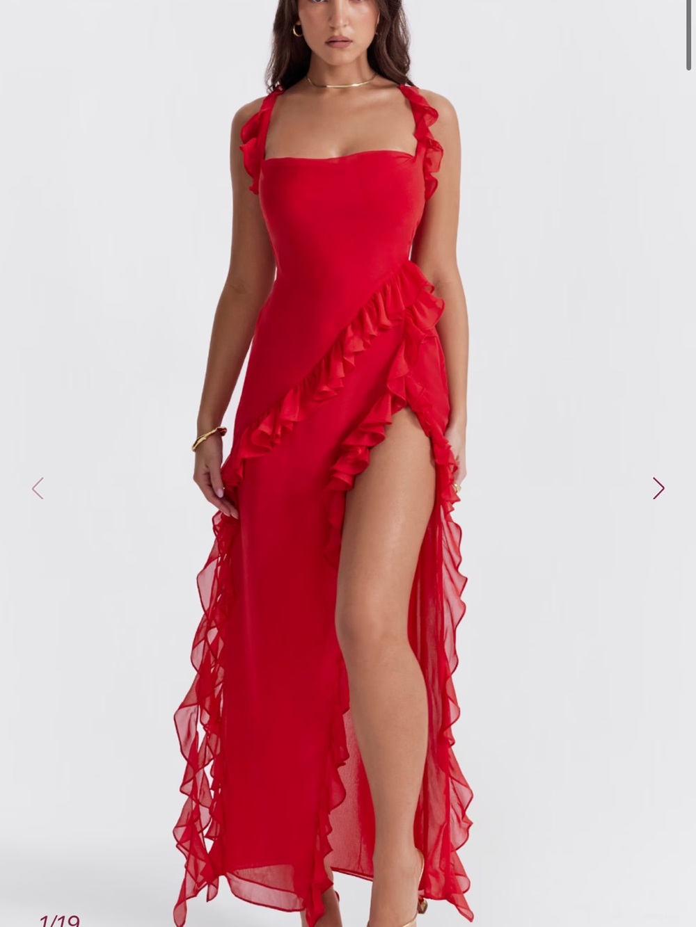 House of CB red flowy dress